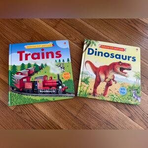 Usborne Lift and Look Trains and Dinosaurs Books